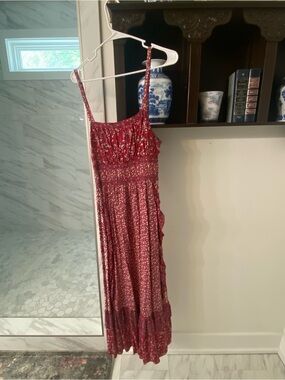 Free People Red Floral Maxi Sundress
